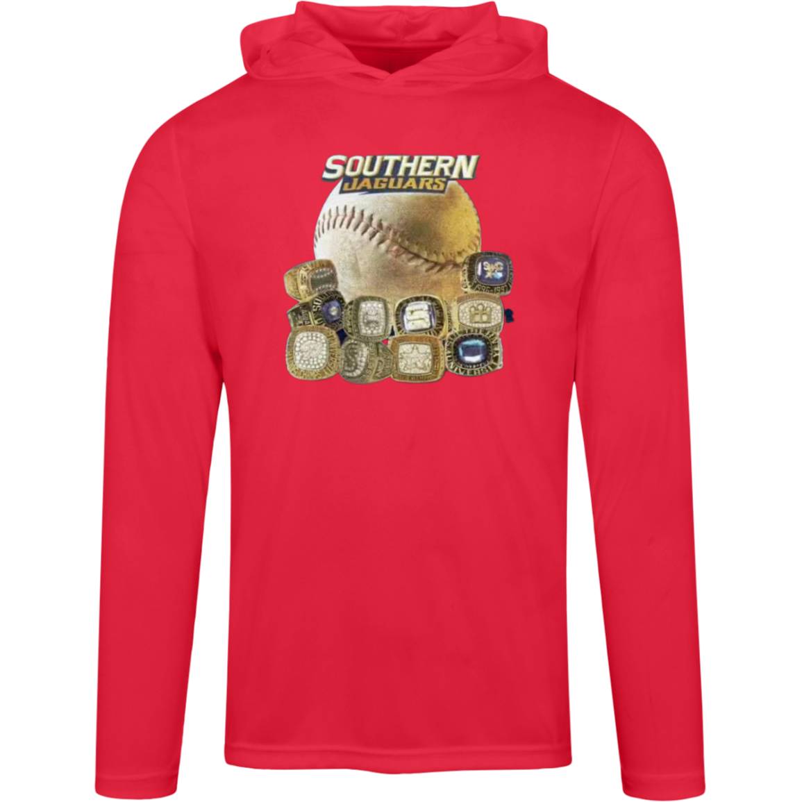 SU Jaguars Baseball Rings TT41 Team 365 Mens Zone Hooded Tee