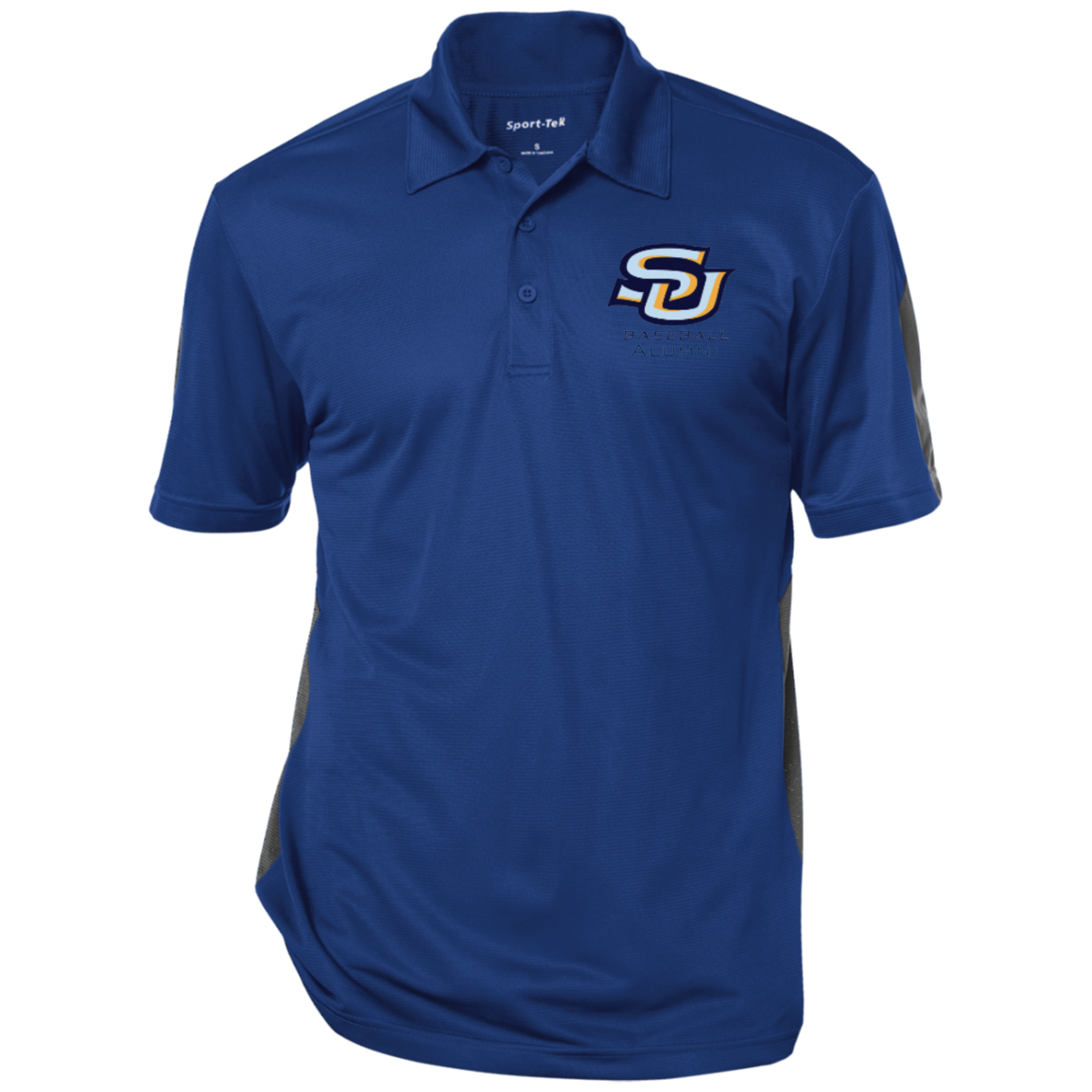 SU BB Alum navy ST695 Performance Textured Three-Button Polo