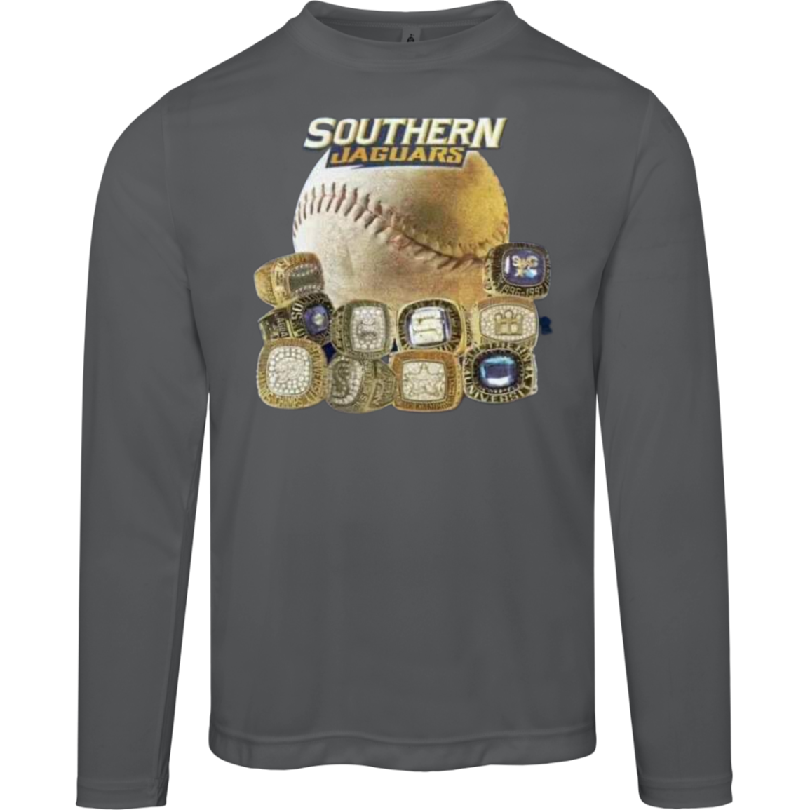 SU Jaguar Baseball Rings TT11L Team 365 Mens Zone Long Sleeve Tee