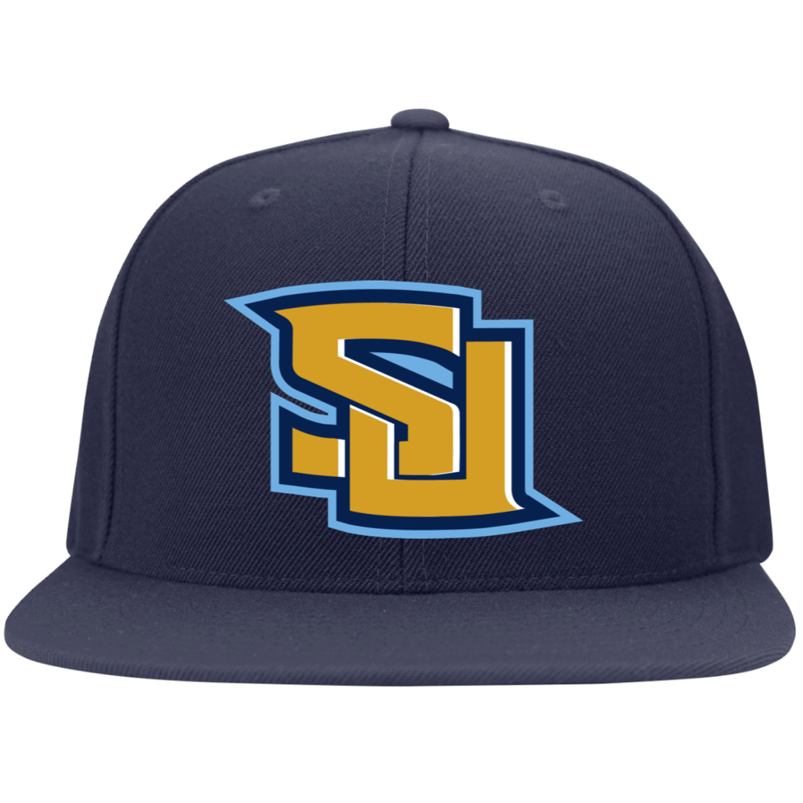 SU point 6297F Embroidered Flat Bill Twill Flexfit Cap