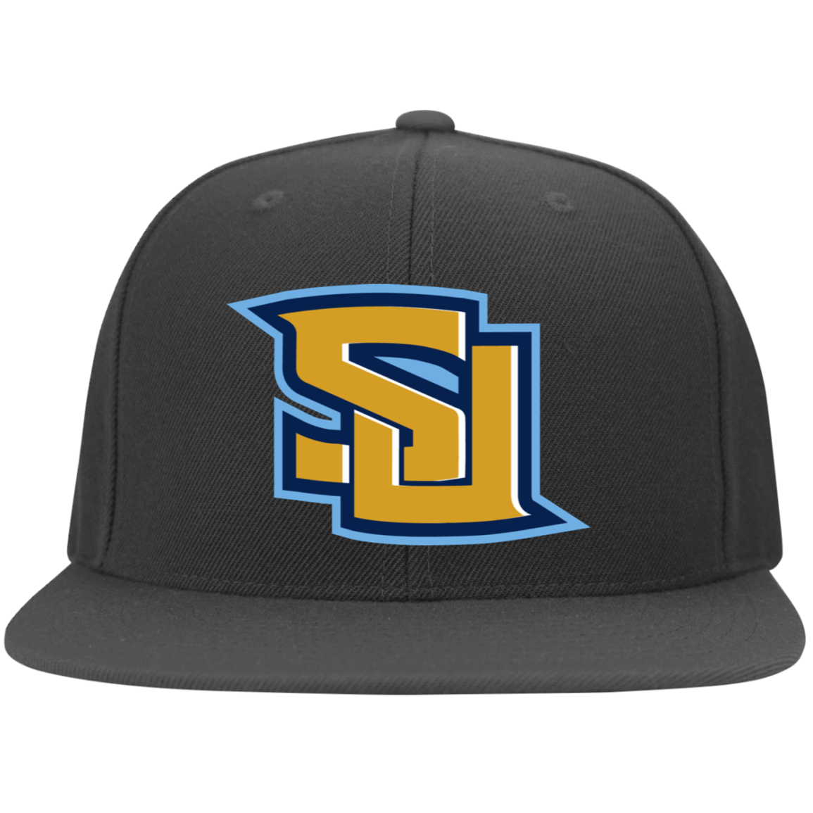 SU point 6297F Embroidered Flat Bill Twill Flexfit Cap