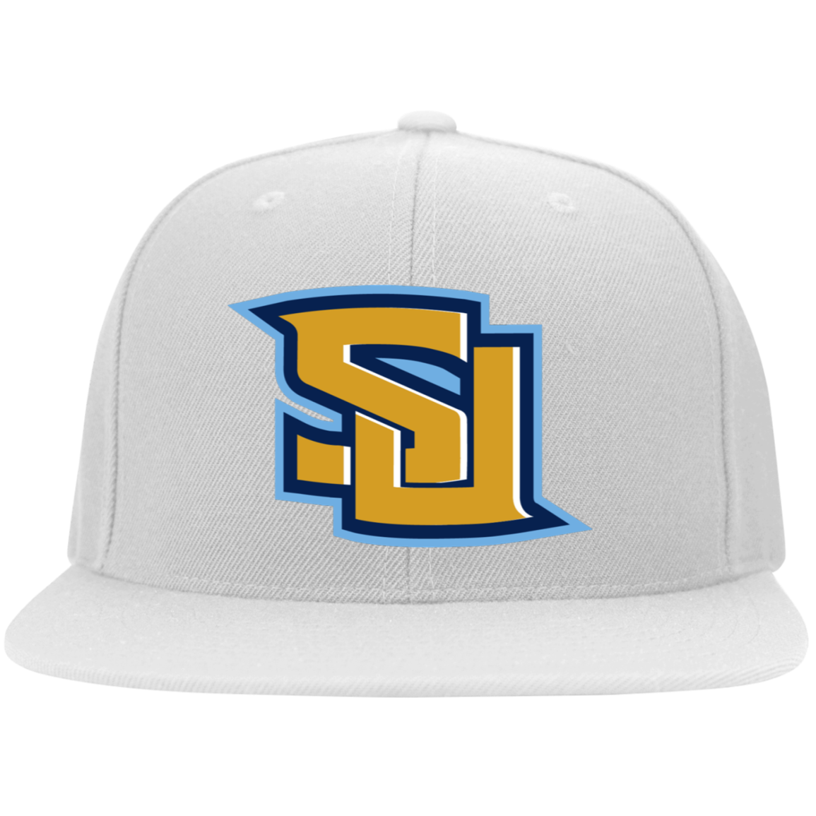 SU point 6297F Embroidered Flat Bill Twill Flexfit Cap